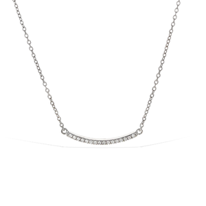 
            
                Load image into Gallery viewer, Alexandra Marks | Silver Pave&amp;#39; Cz Curved Bar Necklace
            
        