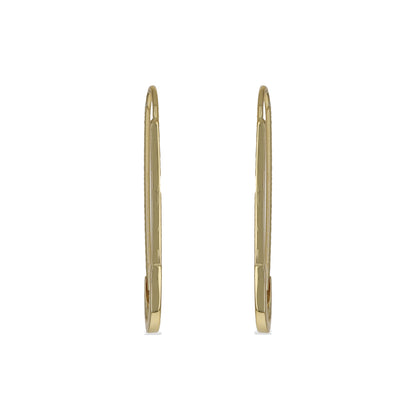 Gold Plain Oval Safety Pin Style Hoop Earrings 