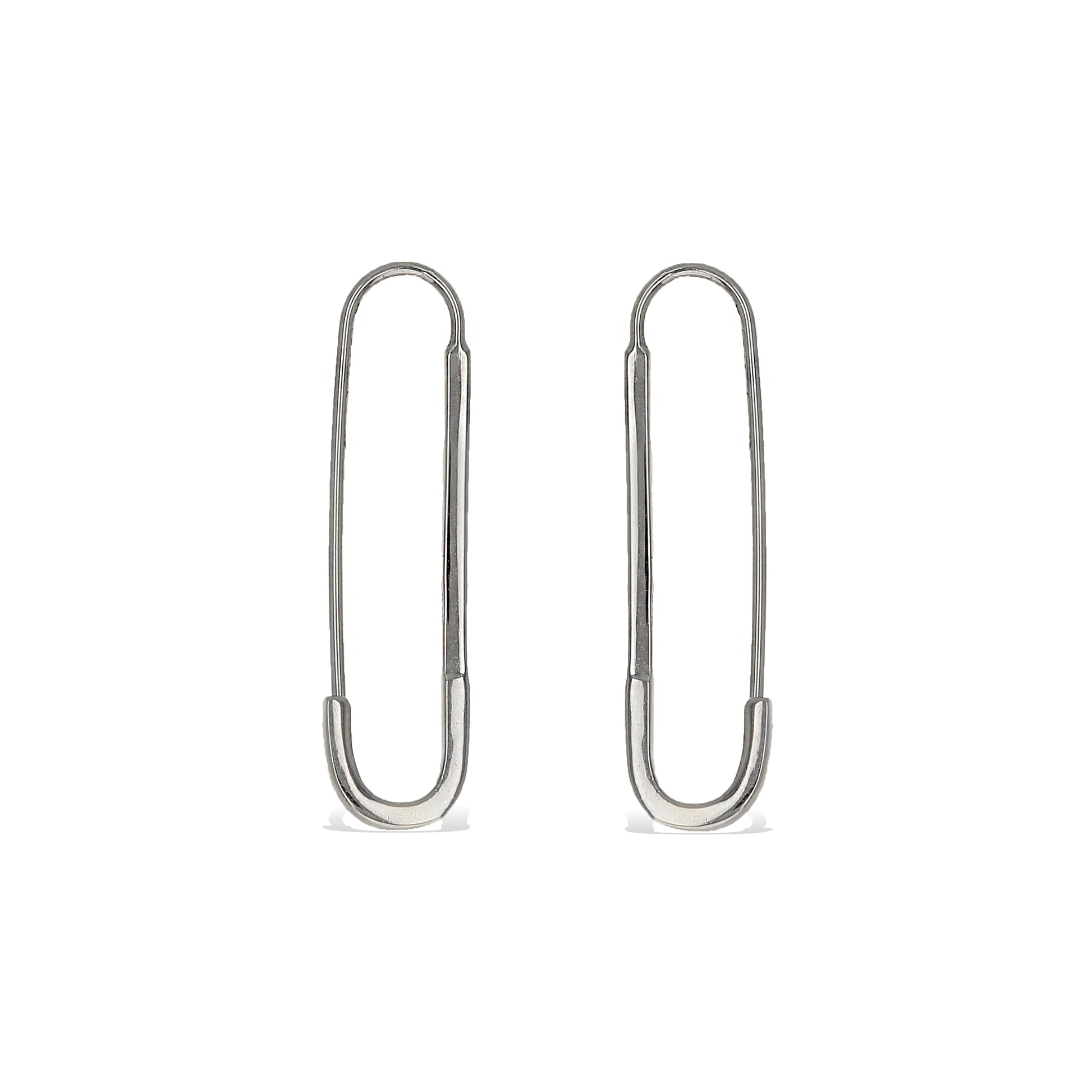 Silver Safety Pin Hoop Earrings from Alexandra Marks Jewelry