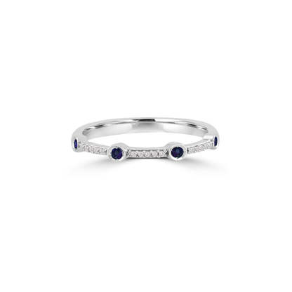 Thin Sapphire & Diamond 14k White Gold Stacking Ring | Alexandra Marks Jewelry