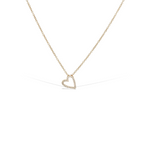 Small open heart diamond necklace in 14kt gold