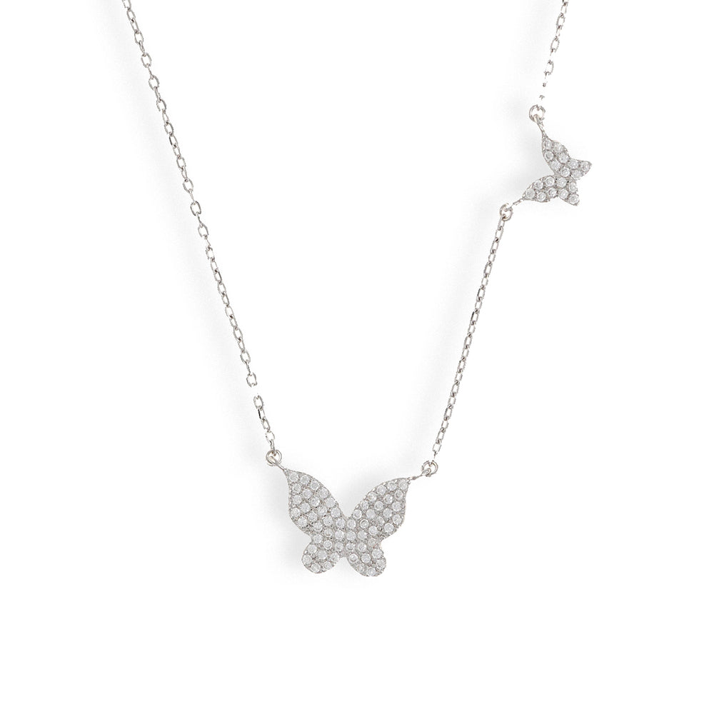 Silver Tiny CZ Butterfly Necklace - Alexandra marks jewelry
