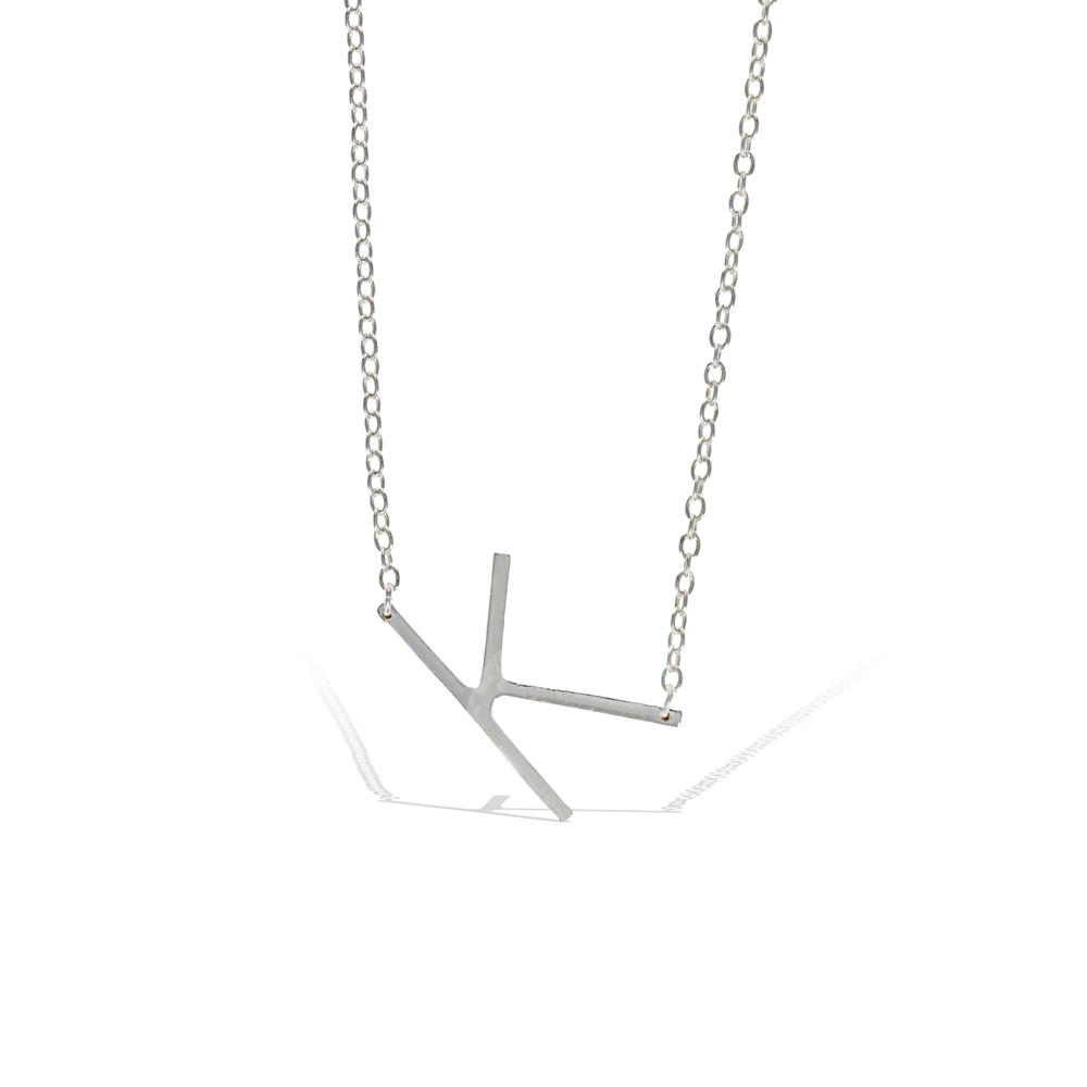 Alexandra Marks Jewelry - Silver Sideways Letter K Initial Necklaces