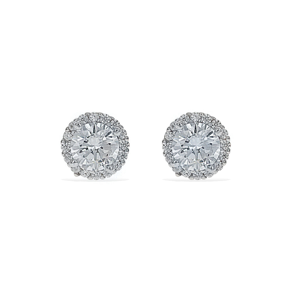 CZ Round Halo Stud Earrings in Sterling Silver | Alexandra Marks Jewelry