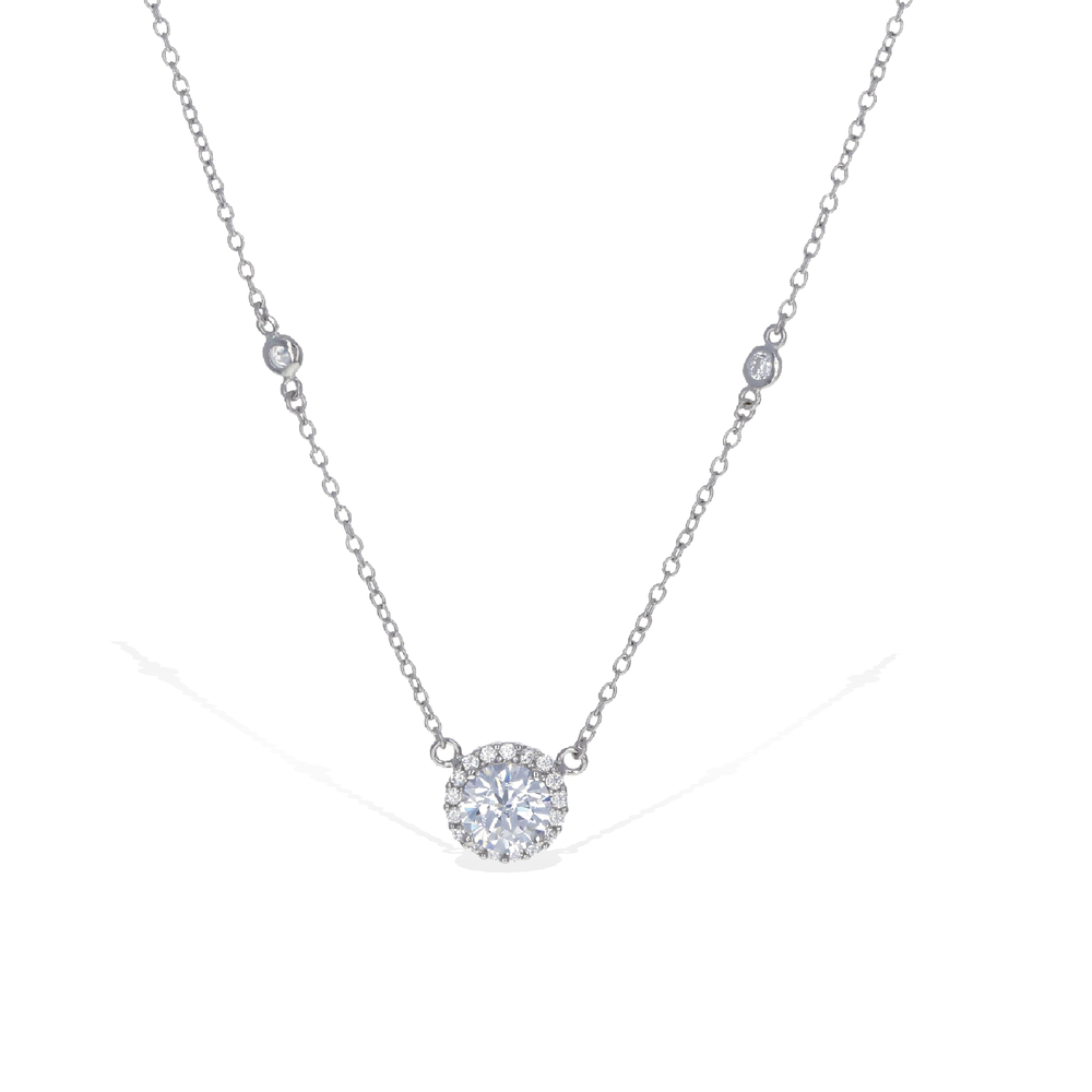 Classic Silver CZ Solitaire Necklace - Alexandra Marks Jewelry