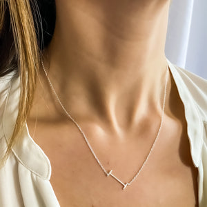 
            
                Load image into Gallery viewer, Sterling Silver personalized sideways letter I initial Necklace - Alexandra Marks Jewelry
            
        