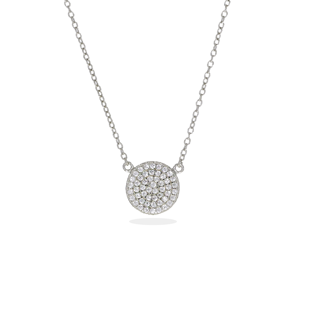 Silver Cubic Zirconia Disc Necklace From Alexandra Marks Jewelry