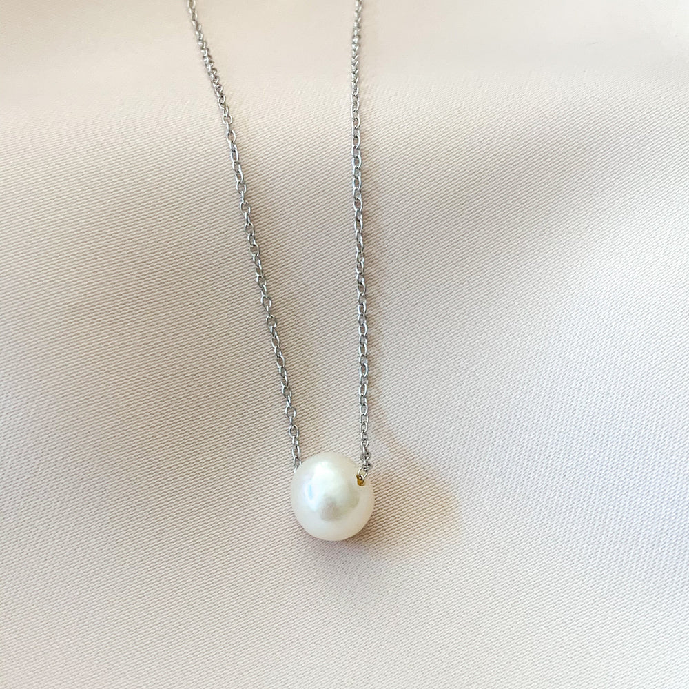 Single Freshwater Pearl Necklace in Sterling Silver from Alexandra Marks Jewelry