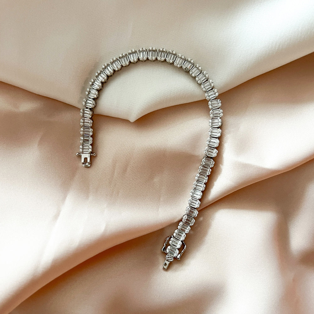 
            
                Load image into Gallery viewer, Oval Diamond Silver Tennis Bracelet from Alexandra Marks Jewelry
            
        