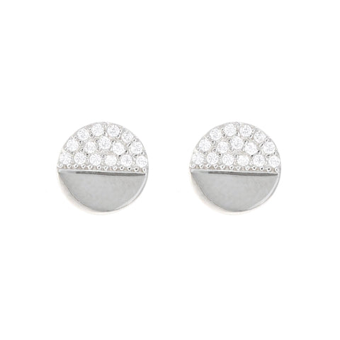 Silver Classic Disc Stud Earrings