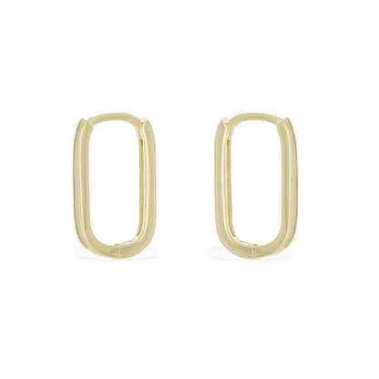 Plain Gold Oval Shaped Medium Hoop Earrings - Alexandra Marks Jewelry