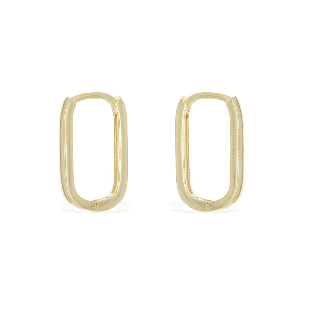 Plain Gold Oval Shaped Medium Hoop Earrings - Alexandra Marks Jewelry