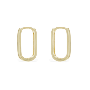Plain Gold Oval Shaped Medium Hoop Earrings - Alexandra Marks Jewelry
