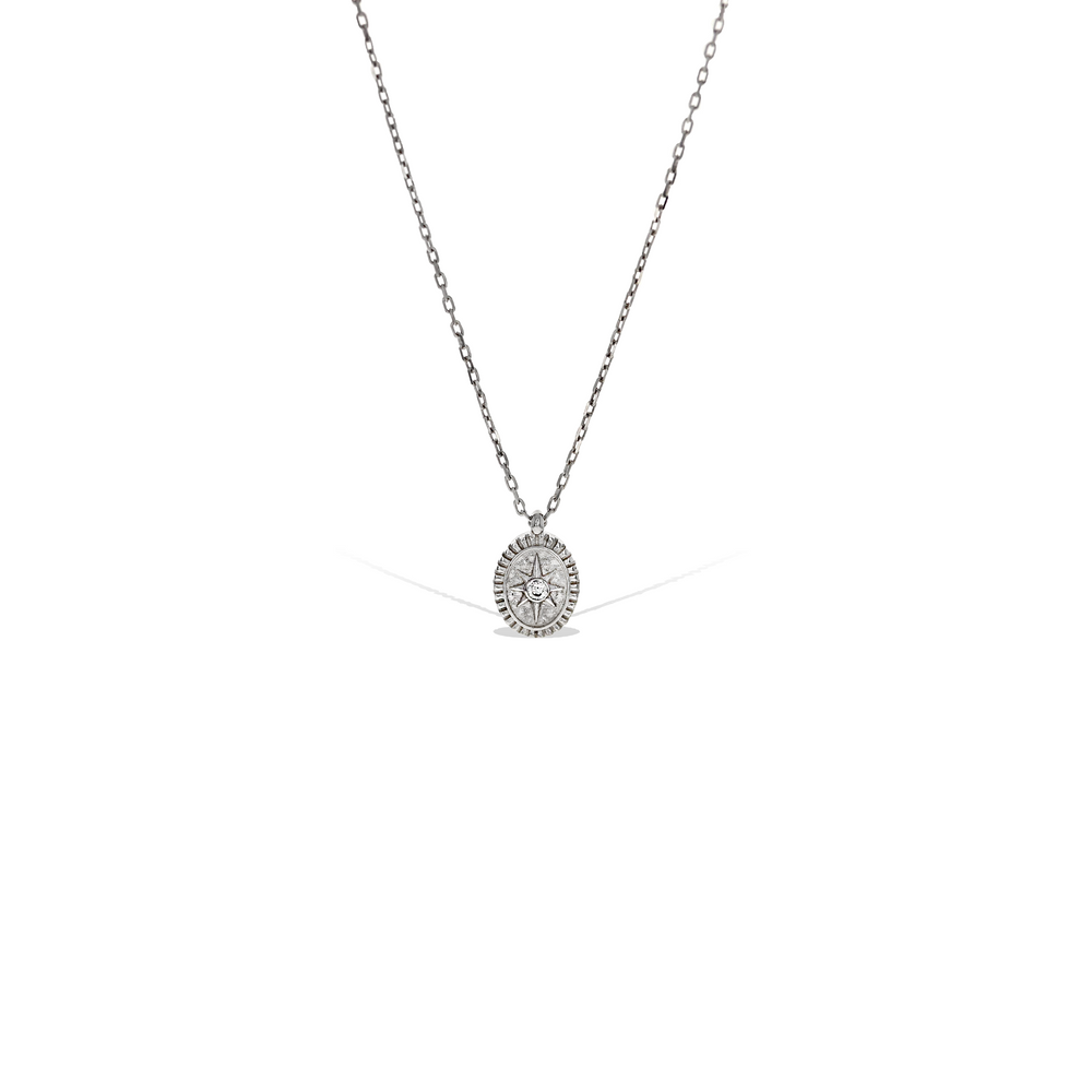 Silver Tiny Compass Pendant Necklace | Alexandra Marks Jewelry