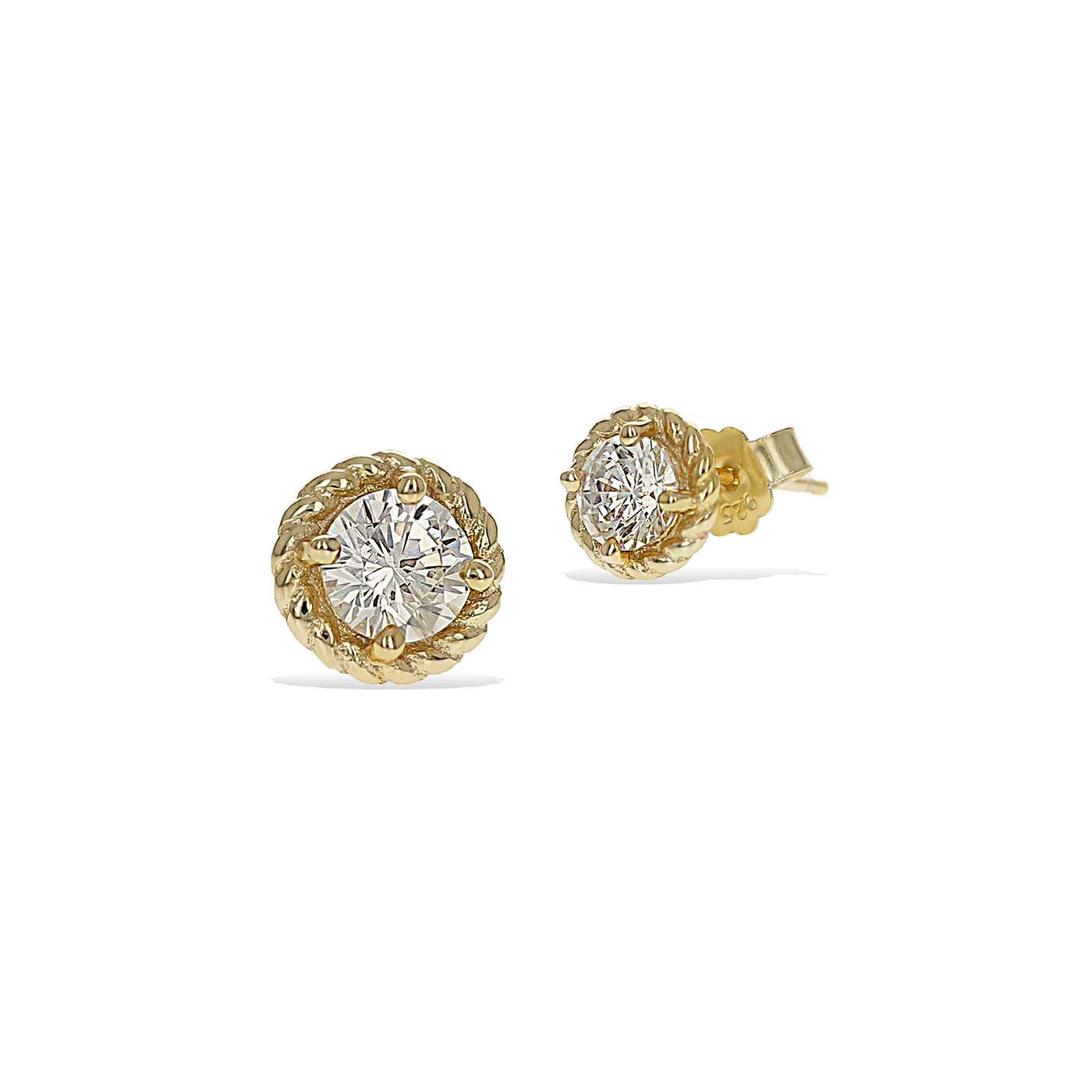 Alexandra Marks | Cz Twisted Rope Halo Stud Earrings in Gold