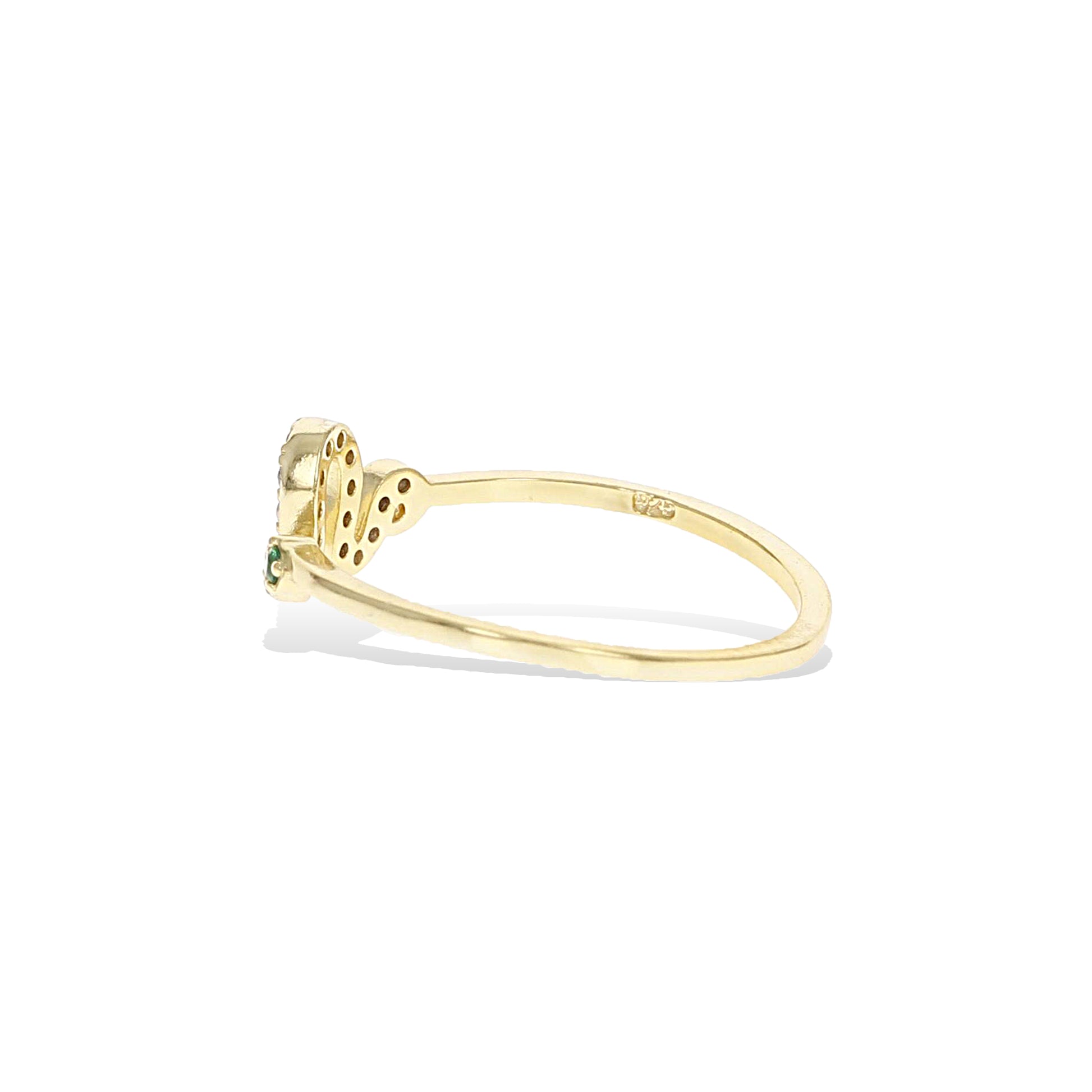 green eyed snake ring in gold