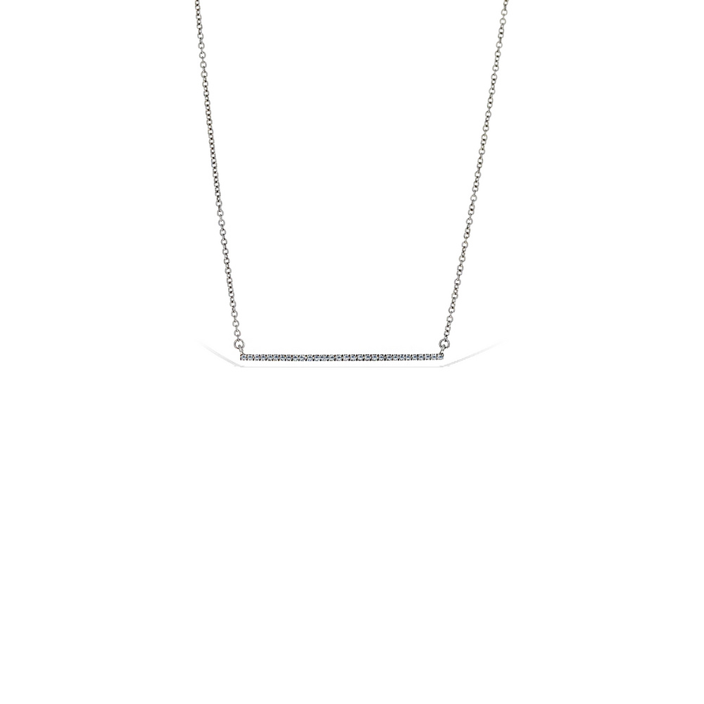 Alexandra Marks - 14k White Gold Thin Pave' Diamond Bar Necklace