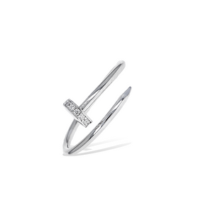 Delicate Nail Ring With CZ Stones in Silver - Alexandra Marks Jewelry