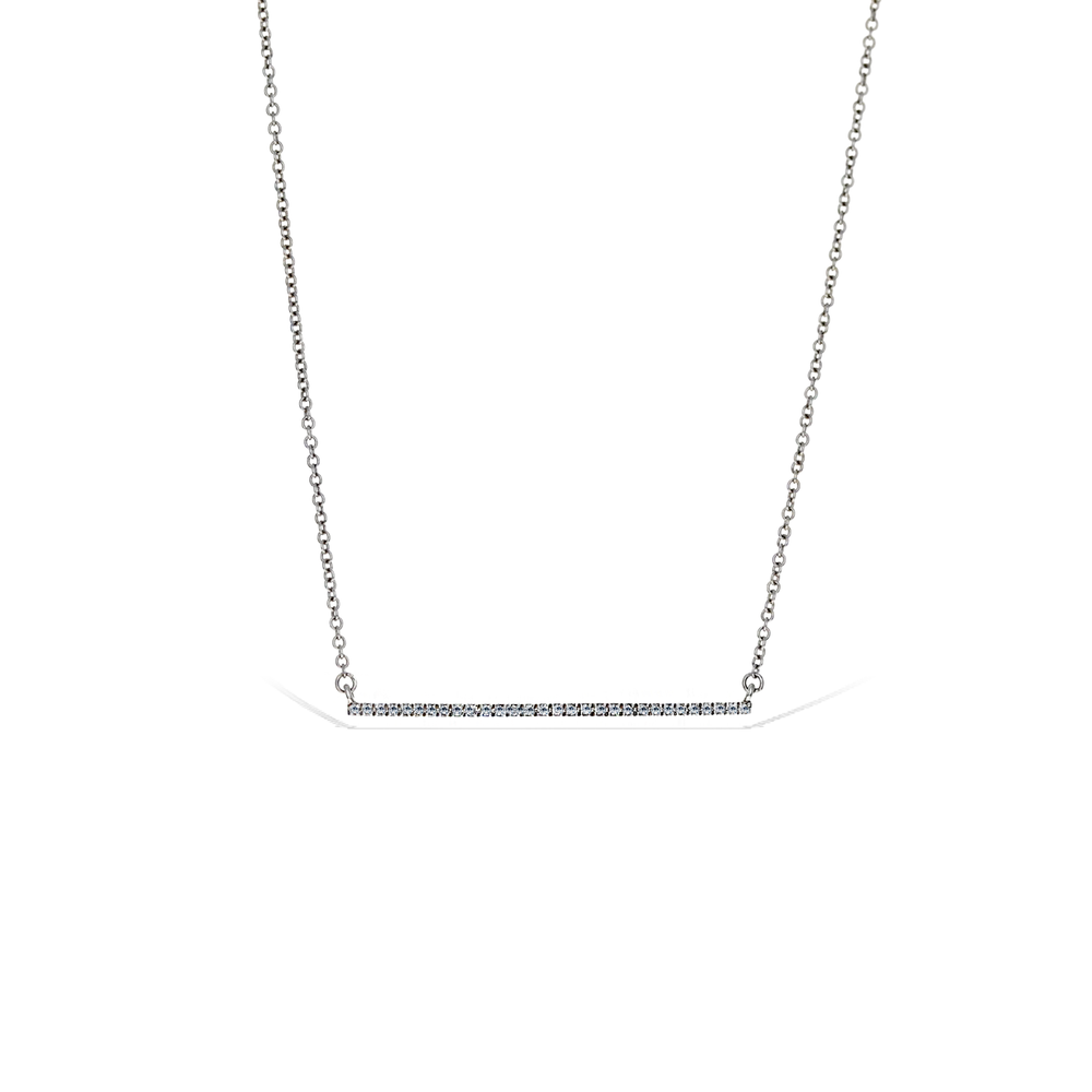 Alexandra Marks | Extra Thin Diamond Bar Necklace, 14kt White Gold