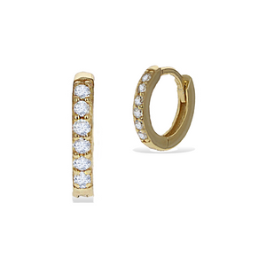 Extra Small, cubic zirconia hoop earrings in gold