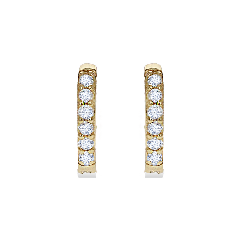 
            
                Load image into Gallery viewer, Small gold cz hoop earrings
            
        
