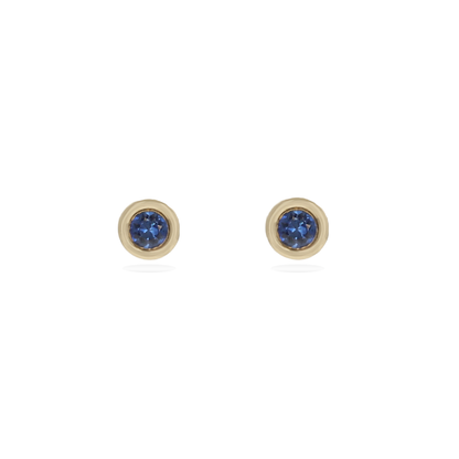 Tiny Blue Sapphire & 14k Gold Stud Earrings from Alexandra Marks Jewelry
