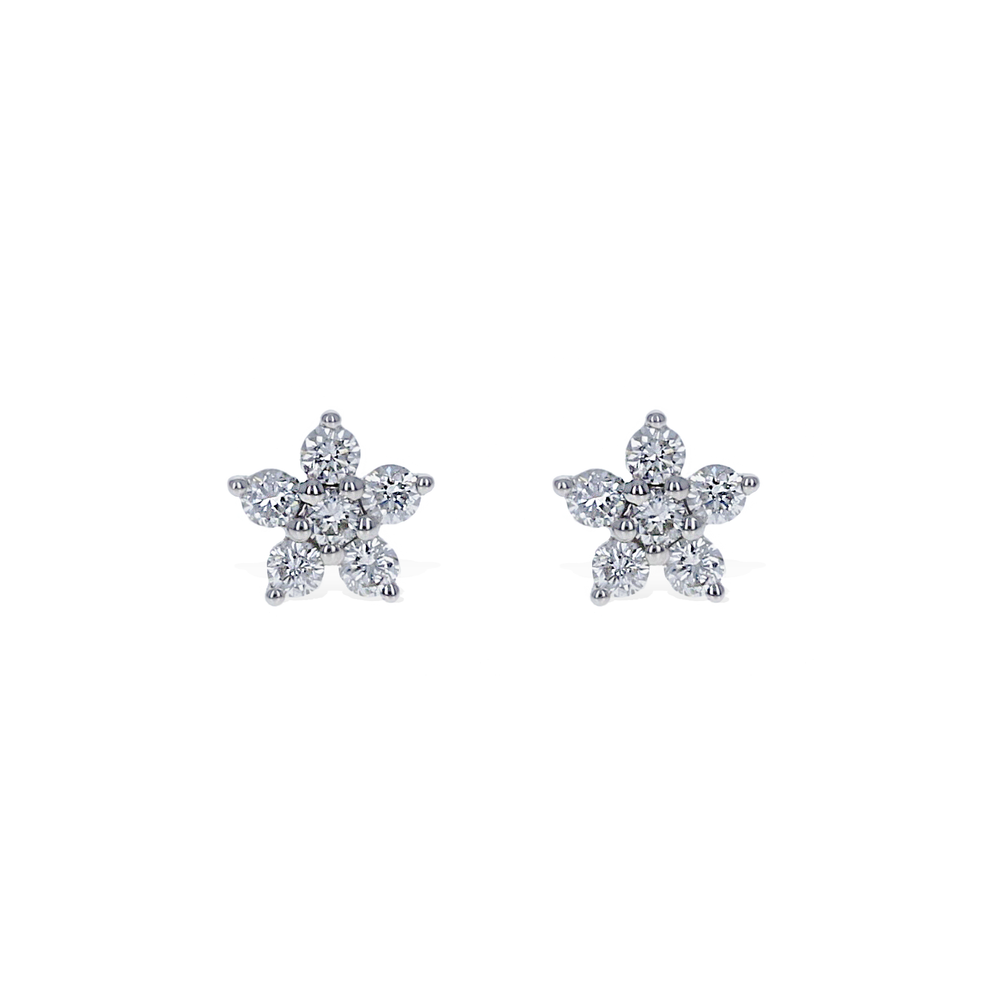 Diamond Flower Stud Earrings, 14k White Gold | Alexandra Marks Jewelry