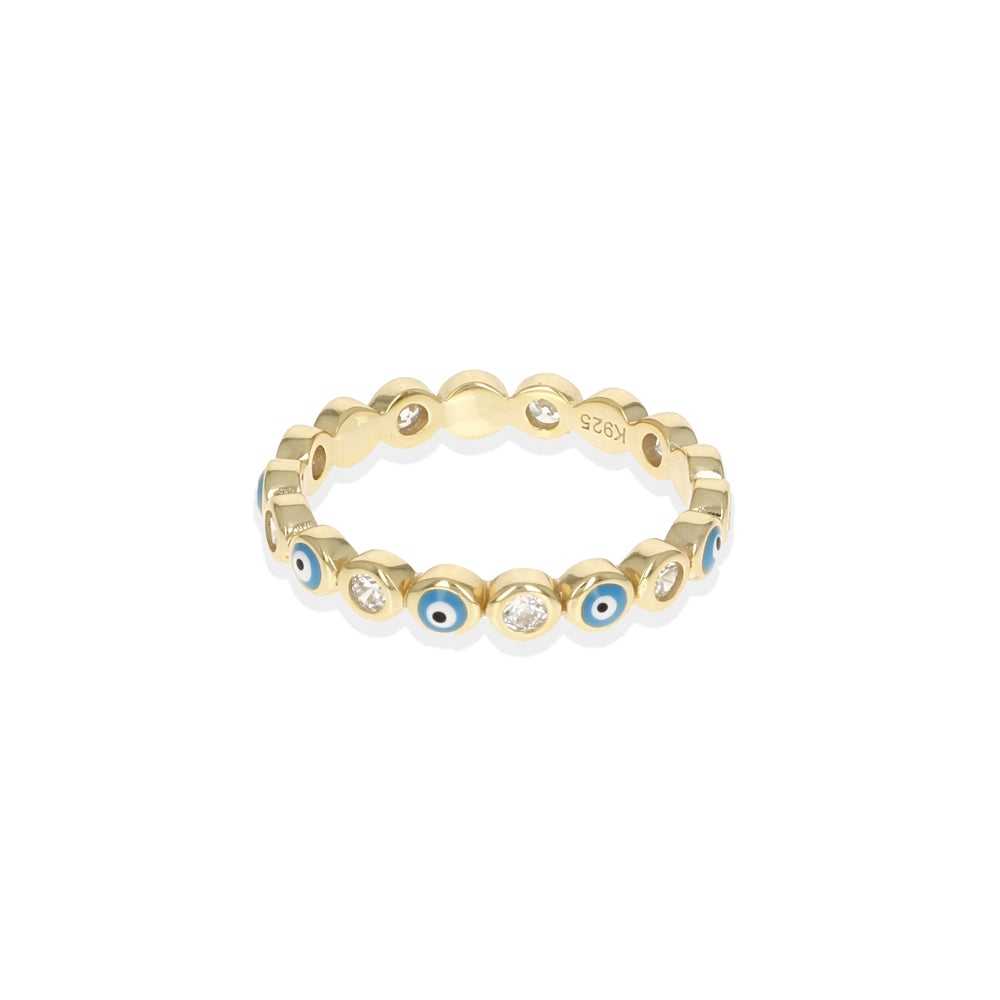 
            
                Load image into Gallery viewer, Alexandra Marks | Turquoise Enamel Evil Eye Eternity Ring in Gold
            
        