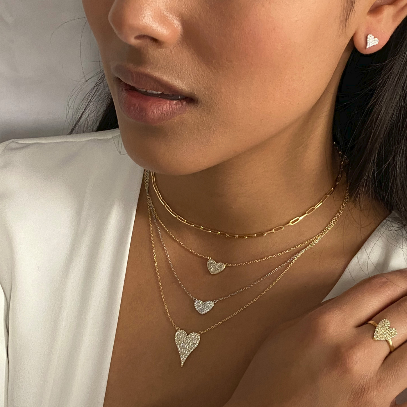 Gold Pointed Heart Necklace 