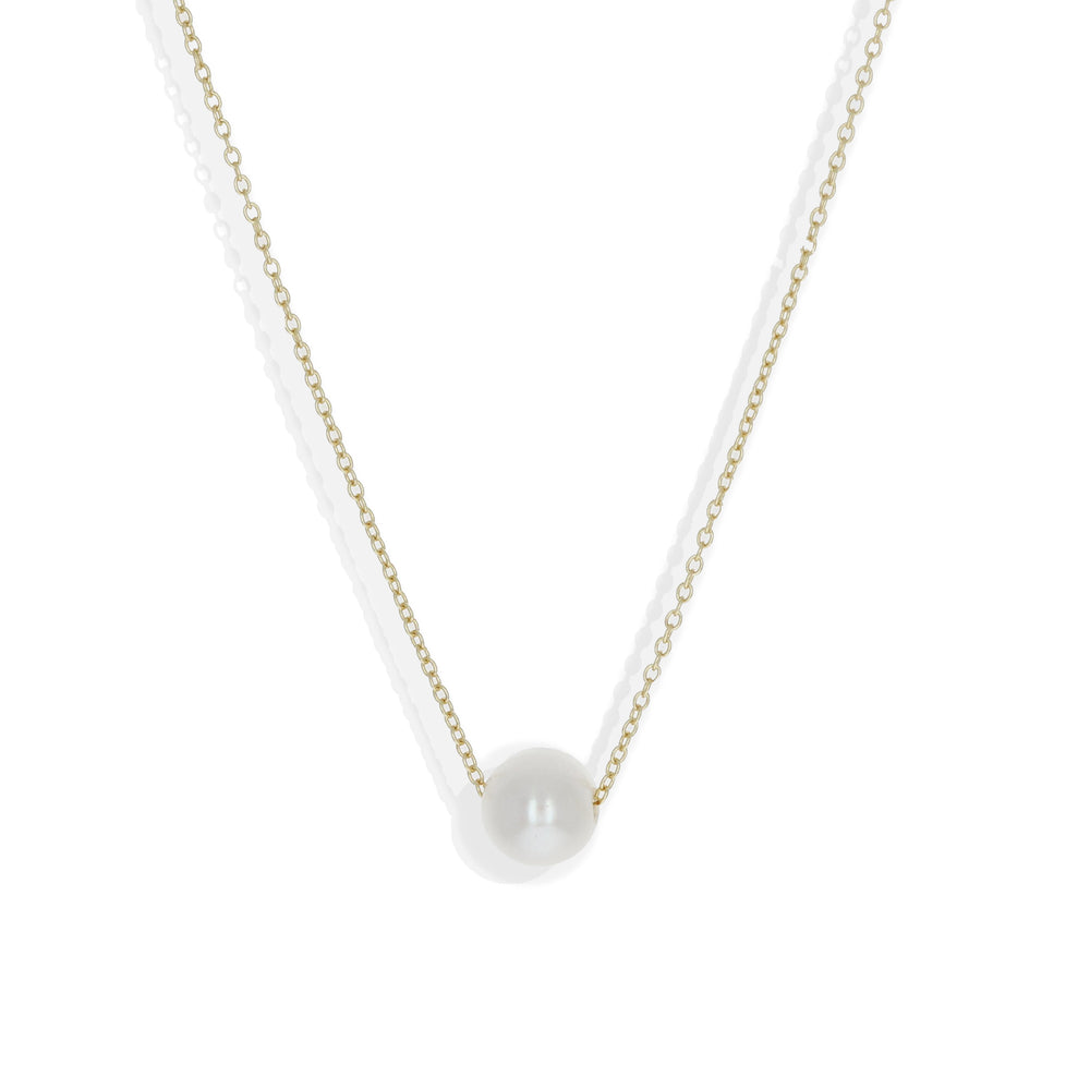 Single White Pearl Necklace in Gold | Alexandra Marks Jewelry