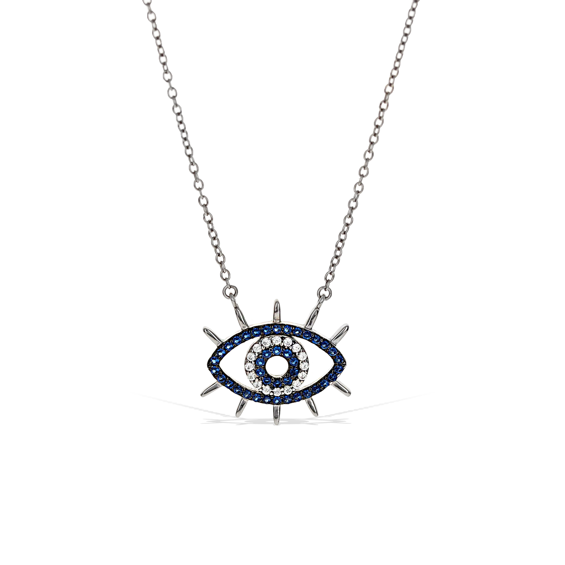 Alexandra Marks | Wide Awake Evil Eye Cz Necklace in Silver