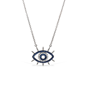 
            
                Load image into Gallery viewer, Alexandra Marks | Wide Awake Evil Eye Cz Necklace in Silver
            
        