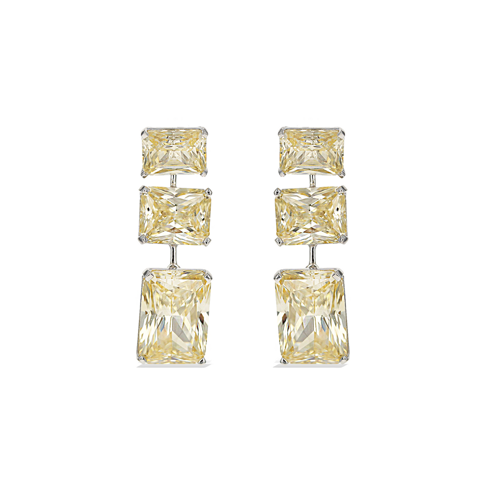 Alexandra Marks | Yellow Diamond CZ Drop Earrings in Silver