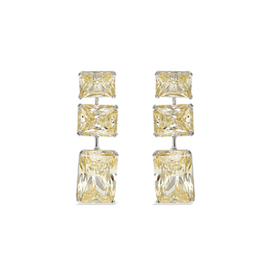 Alexandra Marks | Yellow Diamond CZ Drop Earrings in Silver