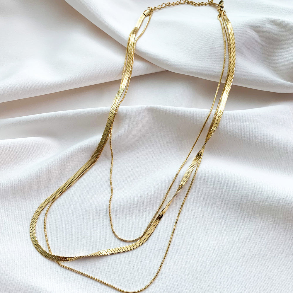 Triple layered gold chain necklace from Alexandra Marks Jewelry