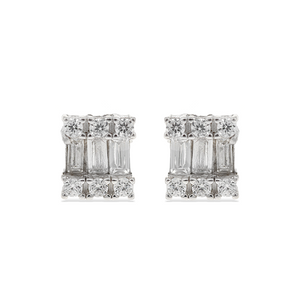 Alexandra Marks Jewelry - Small square cubic zirconia everyday stud earrings in sterling silver