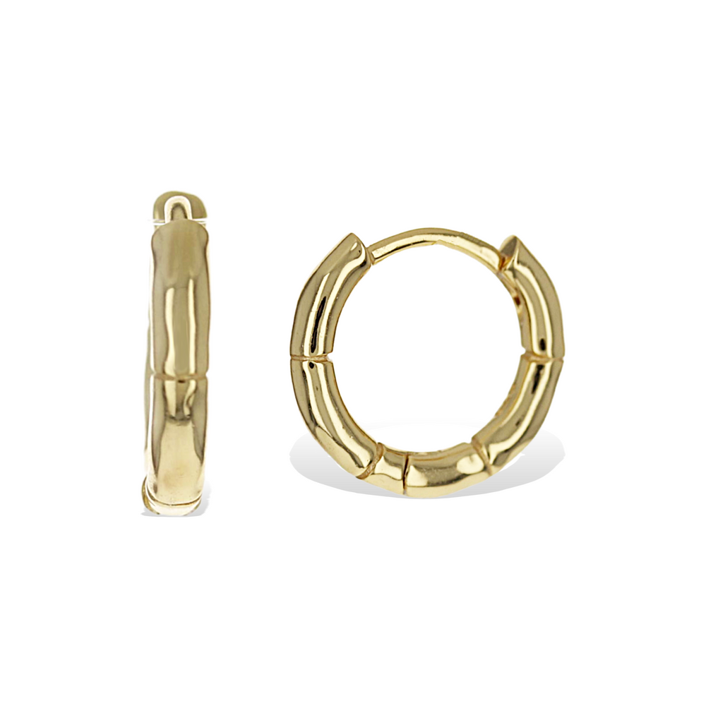 Gold Mini Bamboo Huggie Hoop Earrings | Alexandra Marks Jewelry