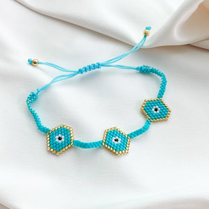 Alexandra Marks | Turquoise Beaded Evil Eye Bracelet
