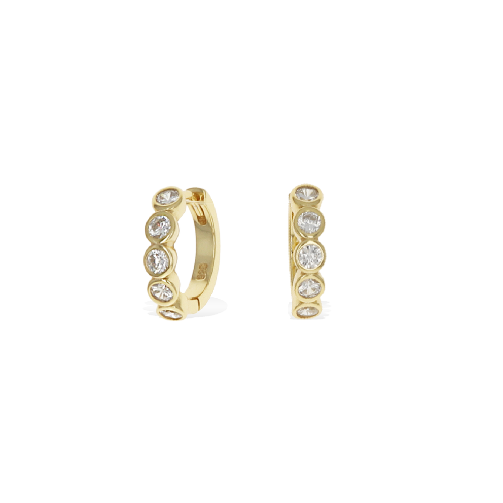 Classic Gold CZ Huggie Hoop Earrings - Alexandra Marks Jewelry