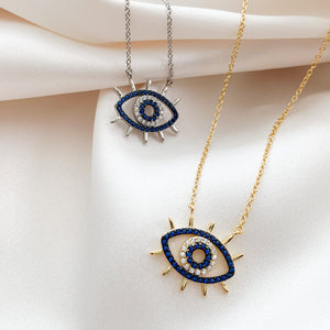 
            
                Load image into Gallery viewer, Lucky Evil Eye Pendant Necklaces, Silver and Gold - Alexandra Marks Jewelry
            
        