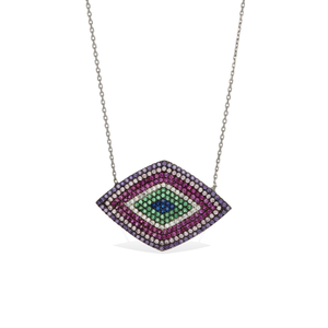 
            
                Load image into Gallery viewer, Bright CZ Evil Eye Statement Necklace in Sterling Silver - Alexandra Marks Jewelry
            
        