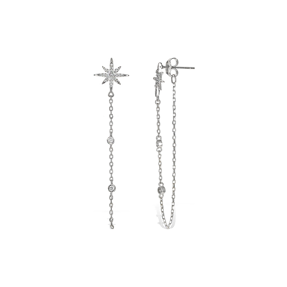 Alexandra Marks | Star Chain CZ Drop Earrings in Sterling Silver