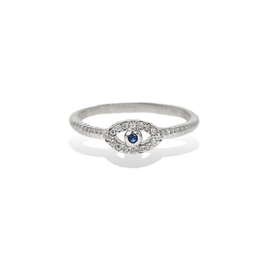 
            
                Load image into Gallery viewer, Alexandra Marks | Sterling Silver CZ Evil Eye Ring
            
        
