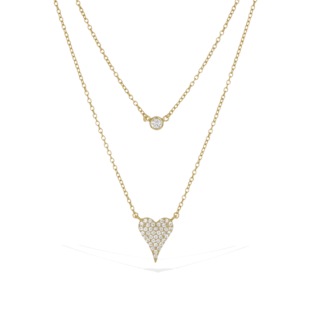 
            
                Load image into Gallery viewer, Gold Pointed Heart CZ Necklace | Alexandra Marks Jewelry
            
        