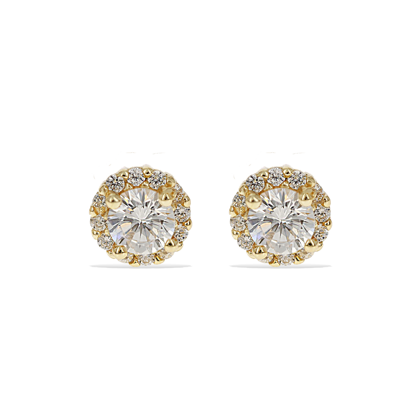 Alexandra Marks | 6mm Round Cz Halo Stud Earring in Gold