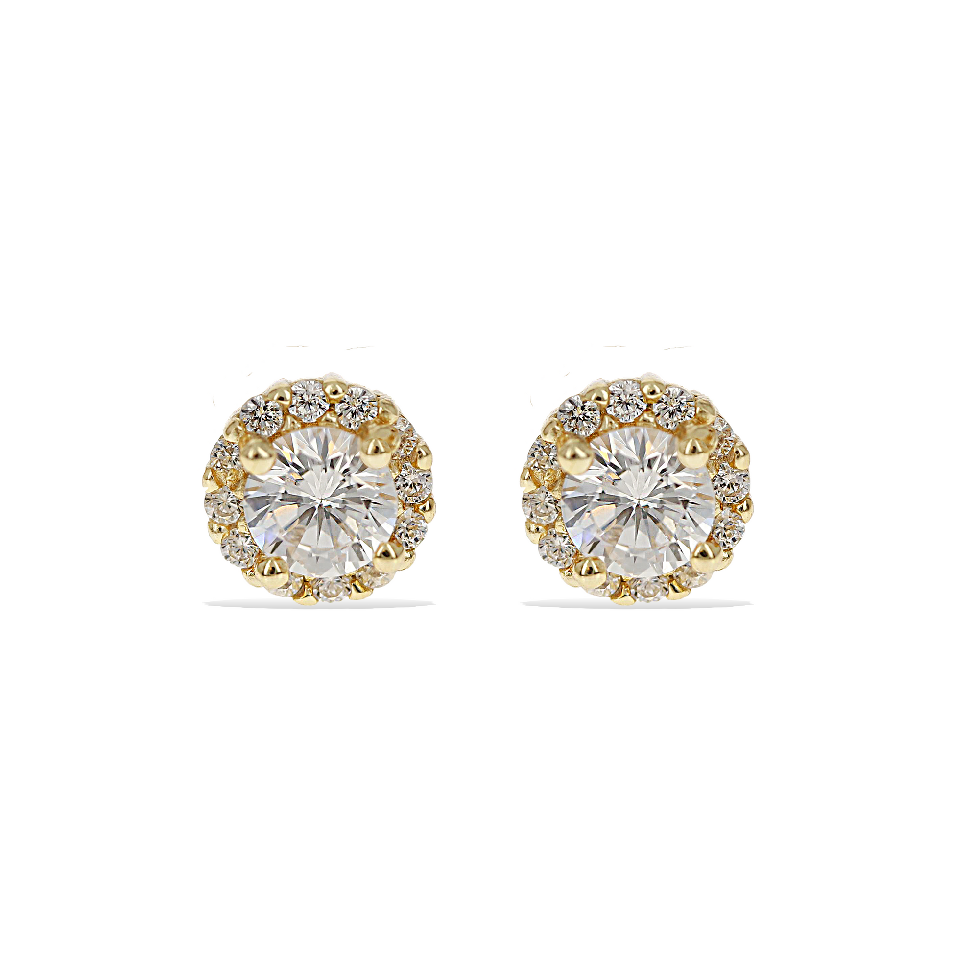 Alexandra Marks | 6mm Round Cz Halo Stud Earring in Gold