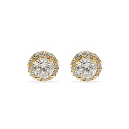 Alexandra Marks | 6mm Round Cz Halo Stud Earring in Gold