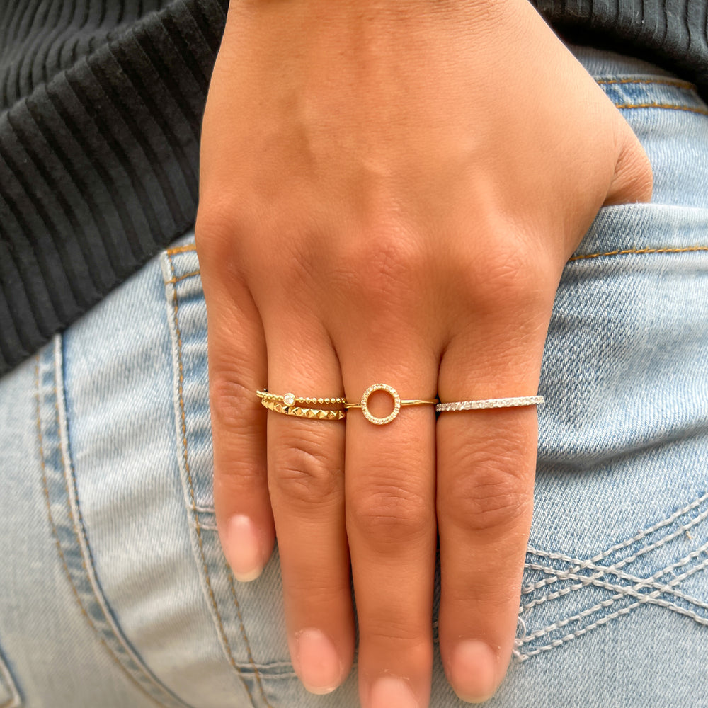 
            
                Load image into Gallery viewer, Stacking 14k gold and diamond everyday rings from Alexandra Marks Jewelry
            
        