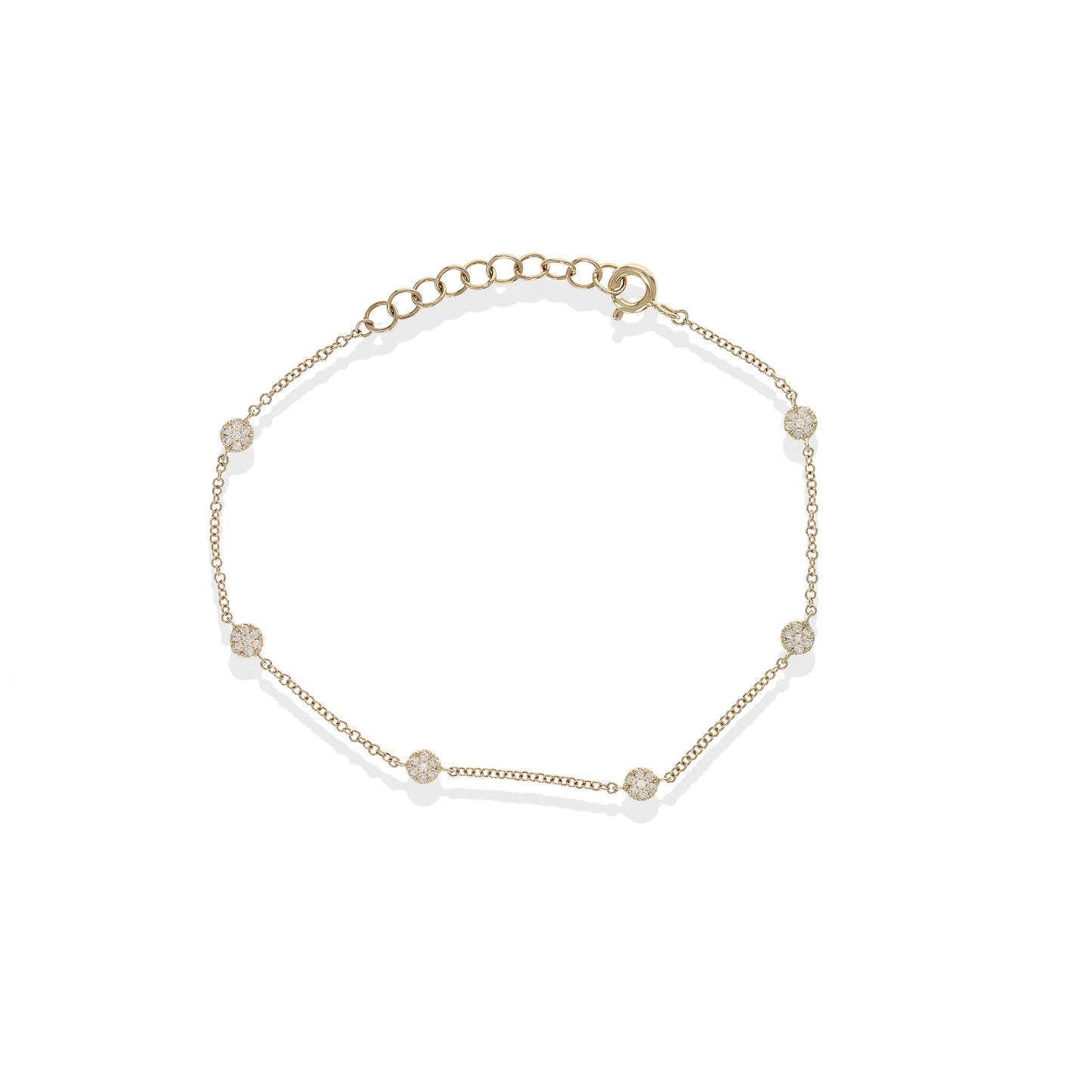 Pave' Diamond Disc By-The-Yard 14kt Gold Bracelet | Alexandra Marks Jewelry