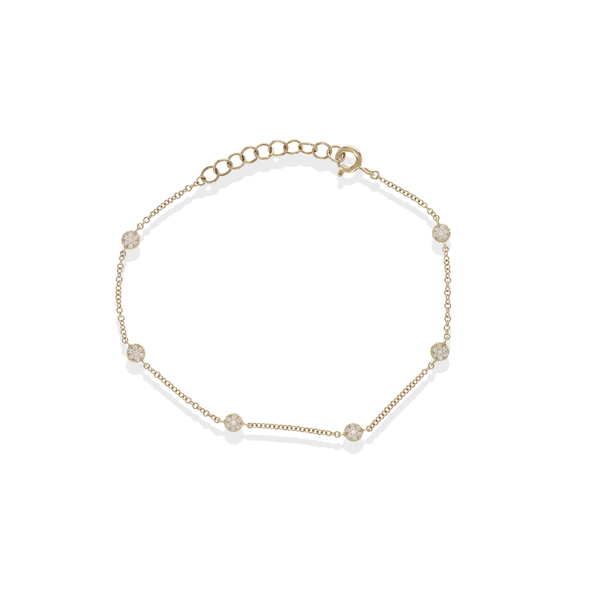 Pave' Diamond Disc By-The-Yard 14kt Gold Bracelet | Alexandra Marks Jewelry